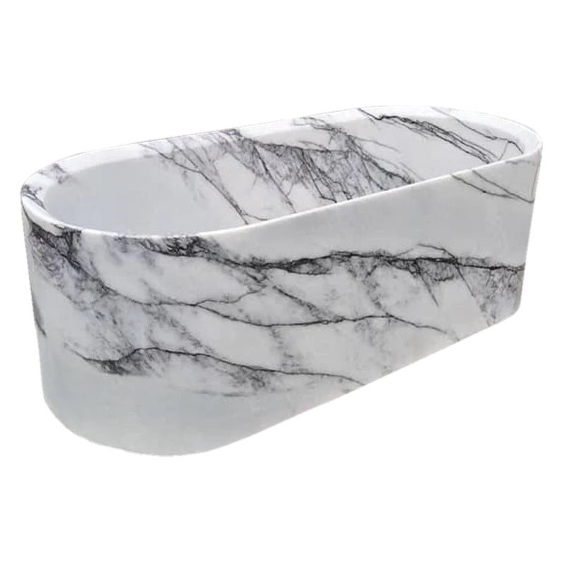 New York Marble Bathtub Hand-carved from Solid Marble Block (W)32" (L)73" (H)24" angle view