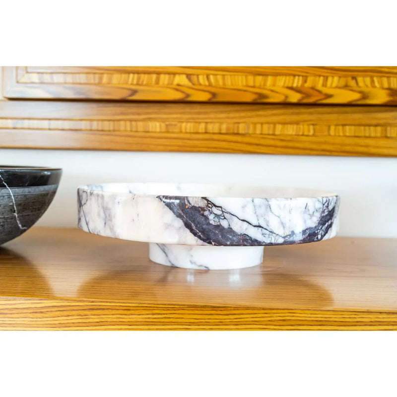 New York Marble Natural Stone Round Above Vanity Bathroom Sink Polished (D)15.5" (H)4.5" side view