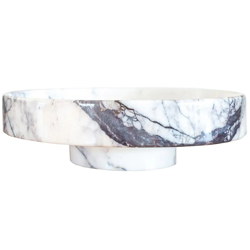 New York Marble Natural Stone Round Above Vanity Bathroom Sink Polished (D)15.5" (H)4.5" side view product shot