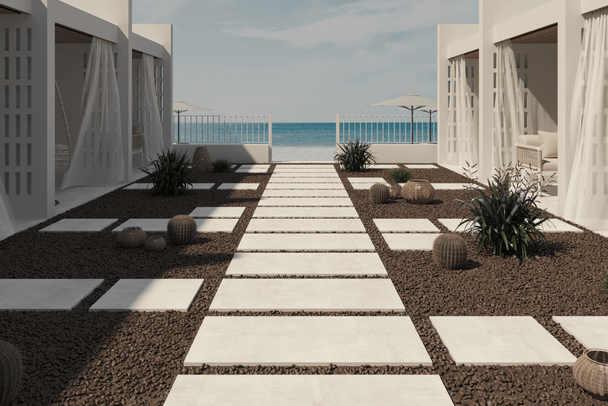Nexos White Outdoor Color-body Porcelain Pavers 3/4