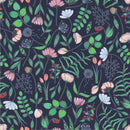 Stylish Dark Blue Floral Wallpaper