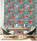 Fashionable Red Flowers Wallpaper Sophisticated