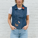 Nice Patches, Babe! Denim Vest with Zipper and Embroidered Patches [Sizes SM-XL]