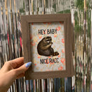 Nice Racc Vintage Raccoon Illustration Framed Wall Art Print | GetBullish Original Quote Sign