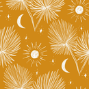 Night Palm Wallpaper, marigold and white