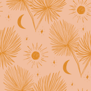 Night Palm Wallpaper, peach and orange