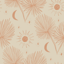 Night Palm Wallpaper, tan and terra cotta