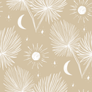 Night Palm Wallpaper, tan and white