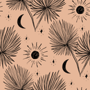 Night Palm Wallpaper, terra cotta and black