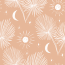 Night Palm Wallpaper, terra cotta and white