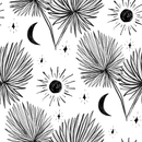 Night Palm Wallpaper, white and black