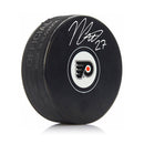 Noah Cates Autographed Philadelphia Flyers Hockey Logo Puck