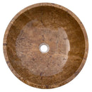 Noce Brown Travertine Undermount Circular Vessel Sink 16x6 Inch Polished and Filled