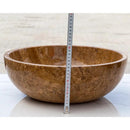 Noce Brown Travertine Undermount Circular Vessel Sink 16x6 Inch Polished and Filled
