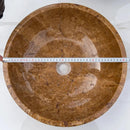 Noce Brown Travertine Undermount Circular Vessel Sink 16x6 Inch Polished and Filled
