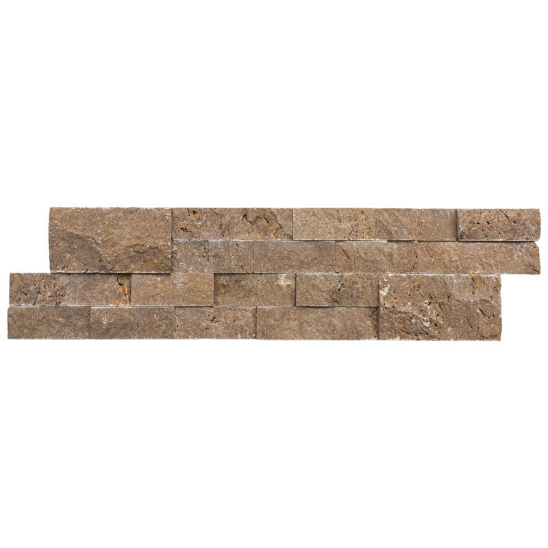 Noce Ledger 3D Panel 6x24 Split face Natural Travertine Wall Tile single top view