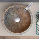 Noce Brown Travertine Natural Stone Round Above Vanity Bathroom Sink 12.5 Diameter 6 Height