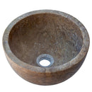 Noce Brown Travertine Natural Stone Round Above Vanity Bathroom Sink 12.5 Diameter 6 Height