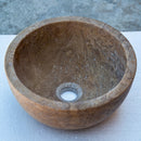 Noce Brown Travertine Natural Stone Round Above Vanity Bathroom Sink 12.5 Diameter 6 Height