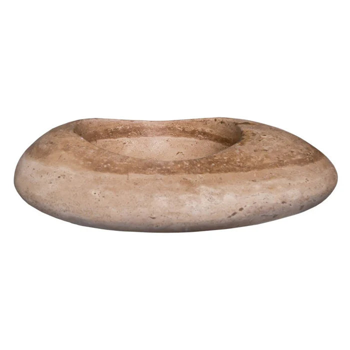 Noce Travertine Natural Stone Kayak Design Above Vanity Bathroom Vessel Sink (W)16" (L)23" (H)6" side view product shot