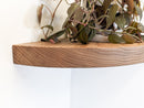Floating Corner Shelf with Round Edge in Mahogany
