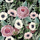 Fashionable Flowers on Dark Background Wallpaper Tasteful