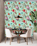 Fashionable Roses and Birds Wallpaper