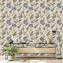Beige Wallpaper with Floral Pattern
