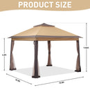Ainfox 11ft x 11ft Heavy Duty Pop Up Gazebo Outdoor Canopy Shelter Instant Patio Gazebo Sun Shade Canopy Tent for Lawn Garden Backyard Deck