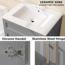 Modern Gray Wood Finish Bathroom Vanity with White Ceramic Sink