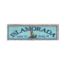Islamorada Mermaid Blue Latitude Longitude | Wall Art Print on Real Wood