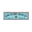 Duck Key Compass Blue Latitude Longitude | Wall Art Print on Real Wood