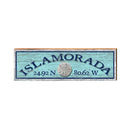 Islamorada Sand Dollar Blue Latitude Longitude | Wall Art Print on Real Wood