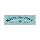 Key West Compass Blue Latitude Longitude | Wall Art Print on Real Wood