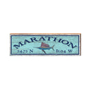 Marathon Sail Fish Blue Latitude Longitude | Wall Art Print on Real Wood