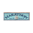 Marathon Sand Dollar Blue Latitude Longitude | Wall Art Print on Real Wood