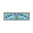 Key Largo Sea Turtle Blue Latitude Longitude | Wall Art Print on Real Wood