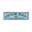 Duck Key Sea Turtle Blue Latitude Longitude | Wall Art Print on Real Wood
