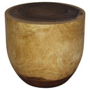 Haussmann Wood Oval Drum Table 20 in Diameter x 18 in Height Oak Oil