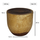 Haussmann Wood Oval Drum Table 20 in Diameter x 18 in Height Oak Oil