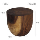 Haussmann Wood Oval Drum Table 20 in Diameter x 18 in Height Walnut Oil