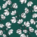 Dark Green Wallpaper with White Flowers