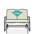 2 Seat Mesh Patio Loveseat Swing Glider Rocker with Armrests in Off White