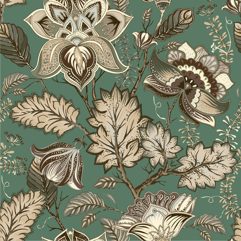 Green Floral Pattern Wallpaper