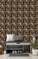 Elegant Wildflowers on Black Background Wallpaper Chic