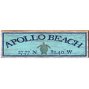Apollo Beach Sea Turtle Blue Latitude Longitude | Wall Art Print on Real Wood
