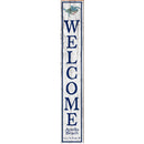 Welcome Apollo Beach Blue Crab White Latitude Longitude | Wall Art Print on Real Wood