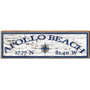 Apollo Beach Compass White Shabby Latitude Longitude | Wall Art Print on Real Wood