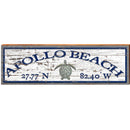 Apollo Beach Sea Turtle White Shabby Latitude Longitude | Wall Art Print on Real Wood