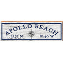 Apollo Beach Compass White Latitude Longitude | Wall Art Print on Real Wood